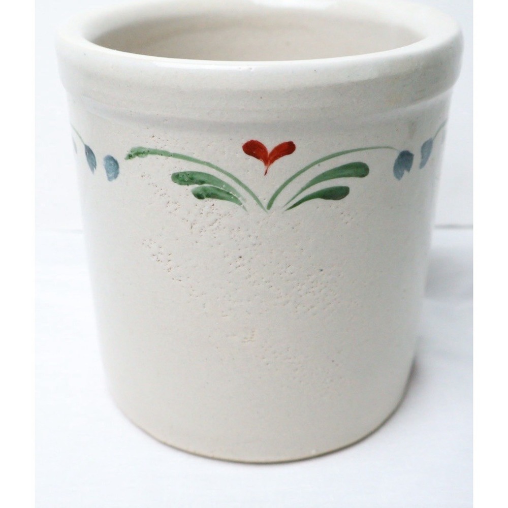 VTG Roseville Crock w/Hearts 5-1/2" Country Cottage Core Made In USA